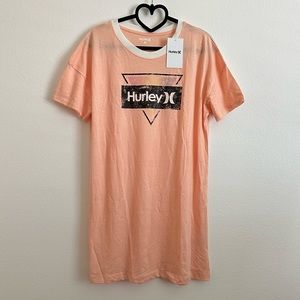 Hurley Peach Graphic Cotton Blend Ringer Tee Dress Size M